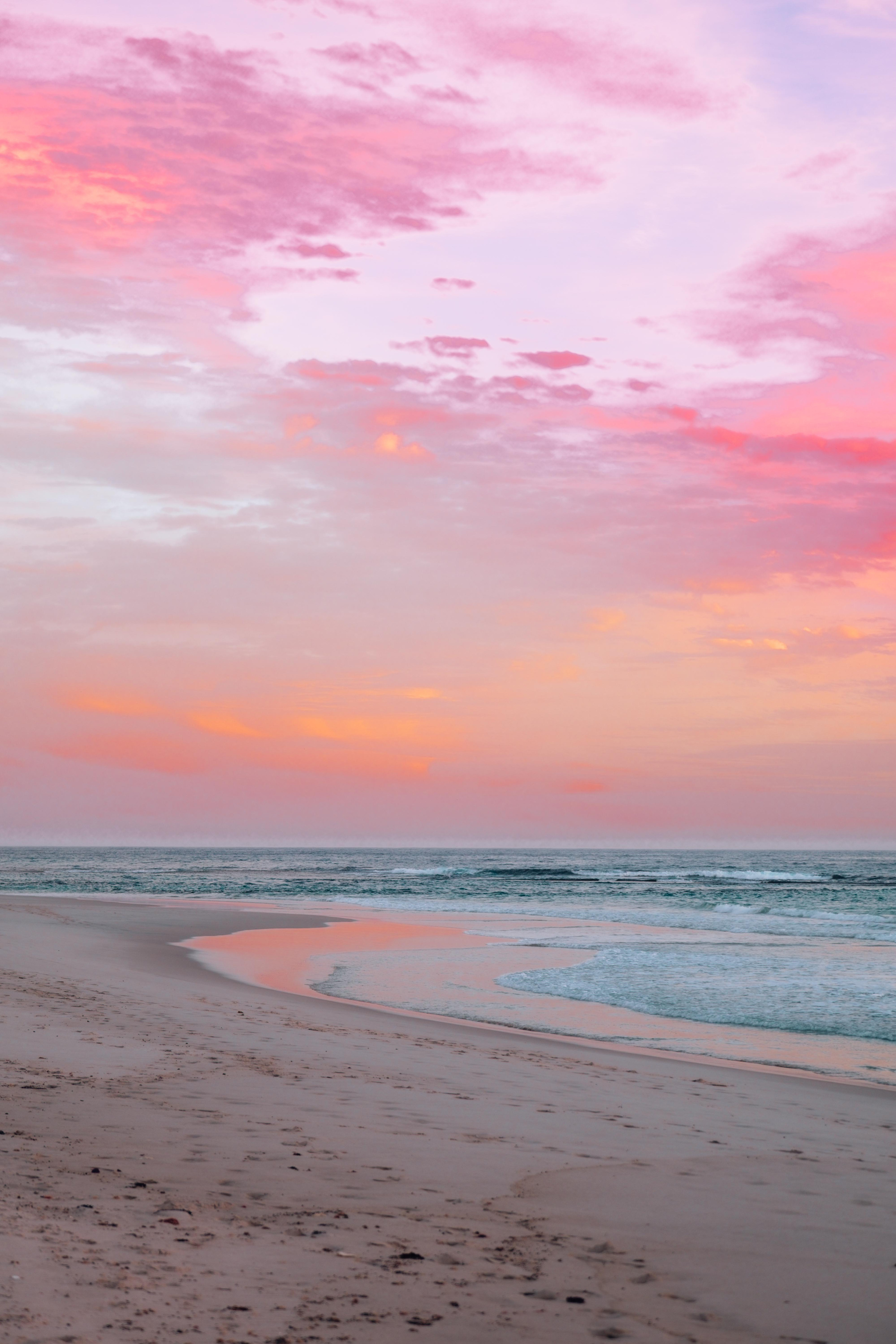 Pink Skies Over the Beach