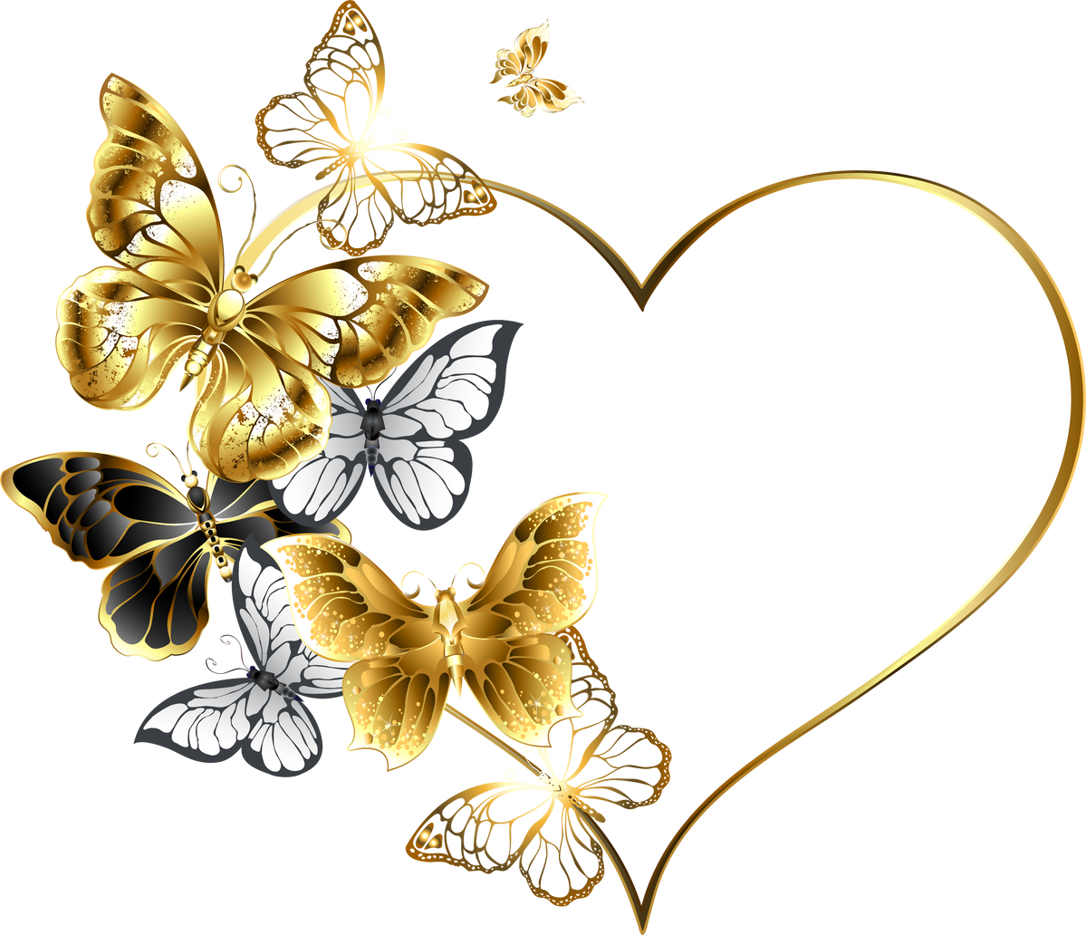 Heart with Golden Butterflies